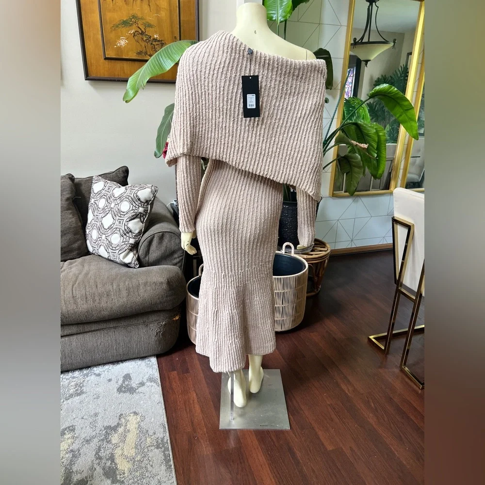 Fashion Nova Taupe Ribbed Knit Dress - Picture 5 of 11